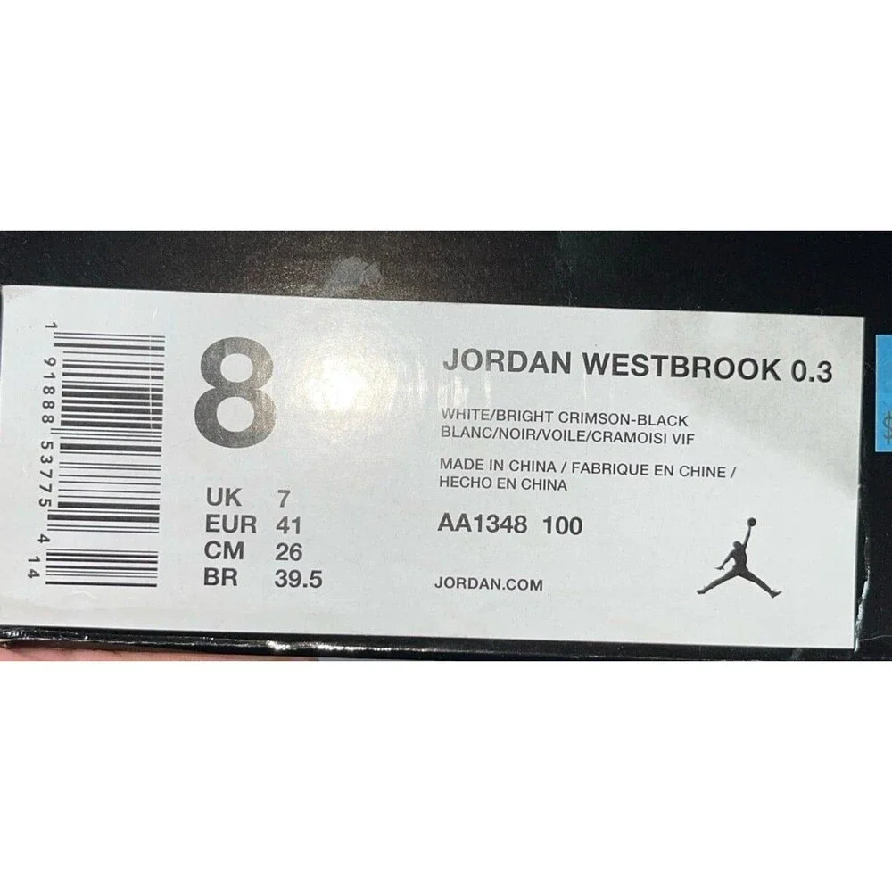 Jordan Men's Westbrook 0.3 Low Casual Sneakers‎ White/Black Dazzle Size 8